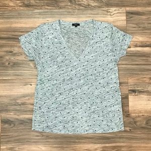 RAILS Cara Black Stars Linen Blend V Neck Tee XS